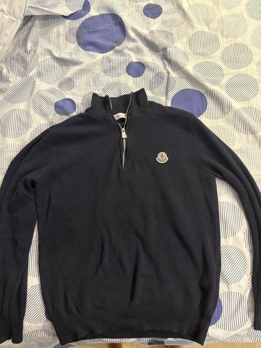 Moncler half-zip пуловер тъмно син