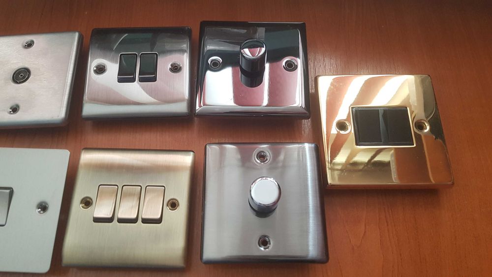 Variator tensiune INOX, Intrerupatoare, TV, Coaxial, Priza, Led, Noi