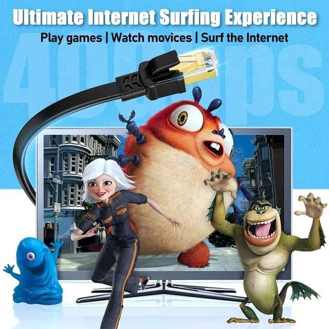 Cablu LAN Soibke Cat 8 30m RJ45 40Gbps plat negru