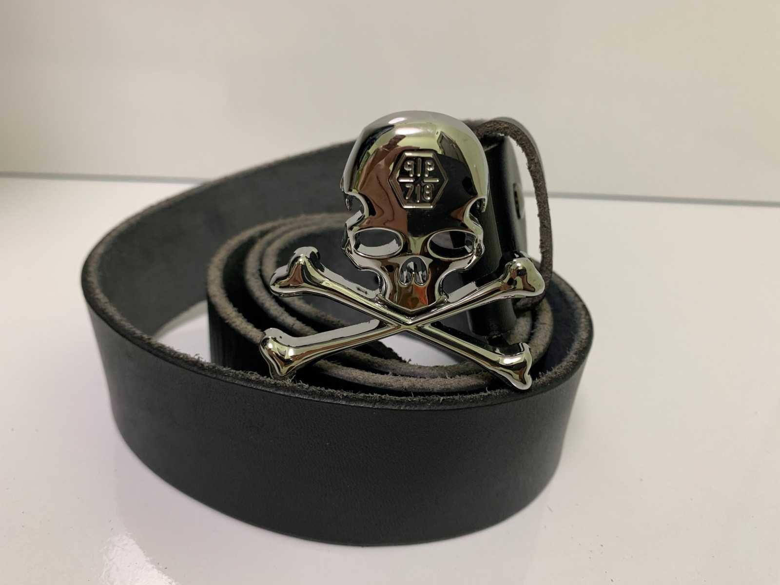 Нов мъжки колан от естествена кожа Philipp Plein 110см дължина.