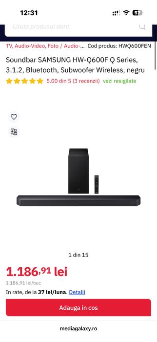 Soundbar samsung nou sigilat HW-Q600F Q series bluetooth wireless