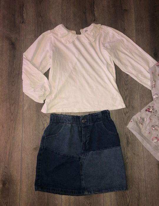 Bluze și fusta din blug fetița 134-140