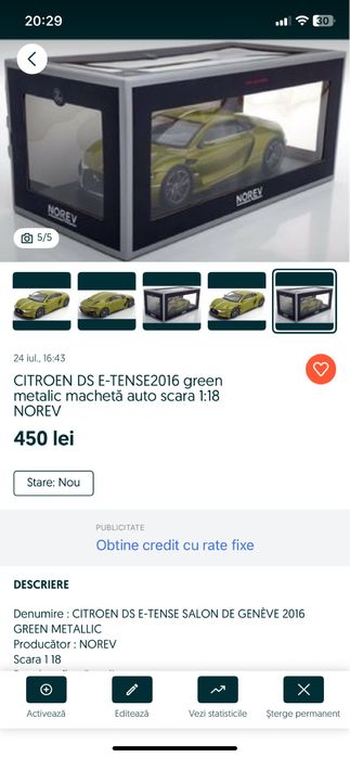 CITROEN DS E-TENSE SALON DE GENÈVE 2016 macheta auto 1:18 Norev