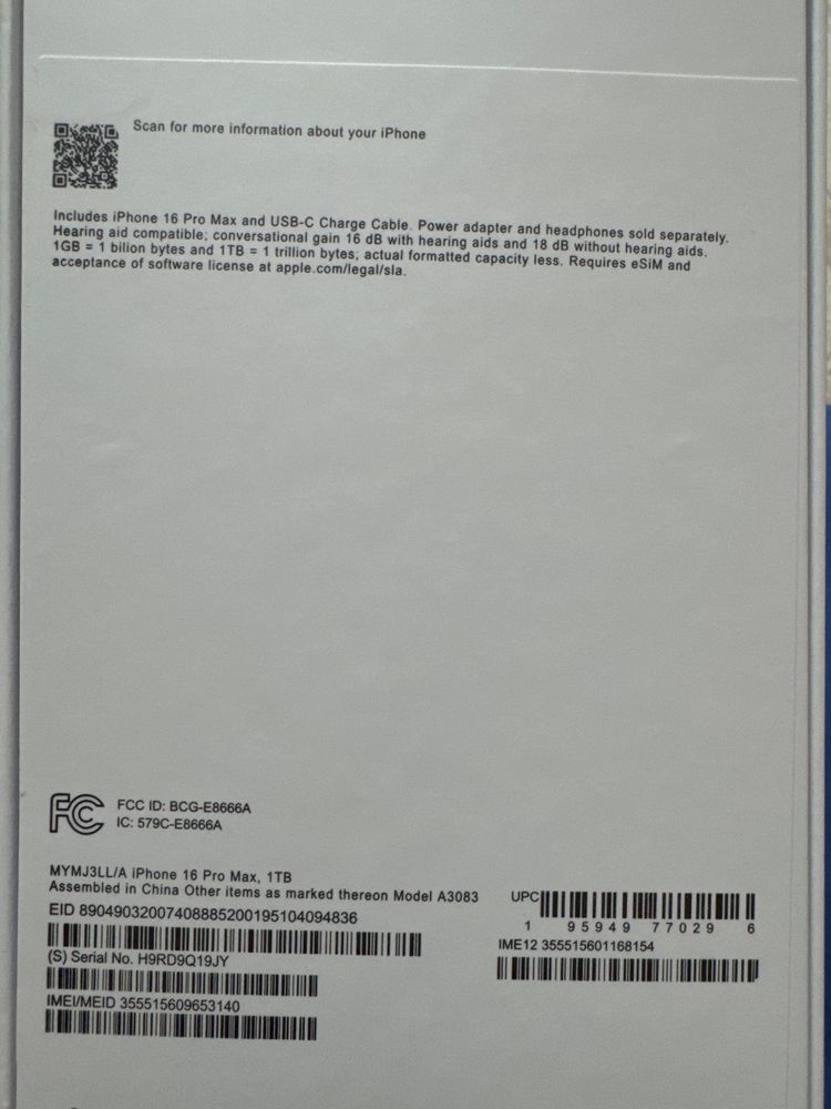 Срочно продам I phone 16 pro max новый в отличном состоянии