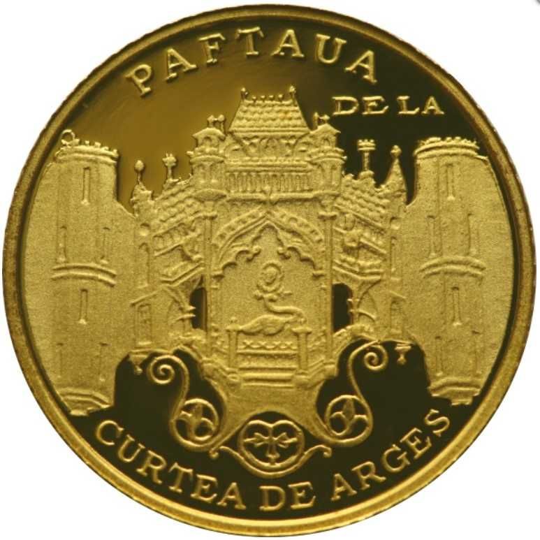 Moneda istoria aurului BNR Paftaua Curtea de Arges gradata NGC PF 69