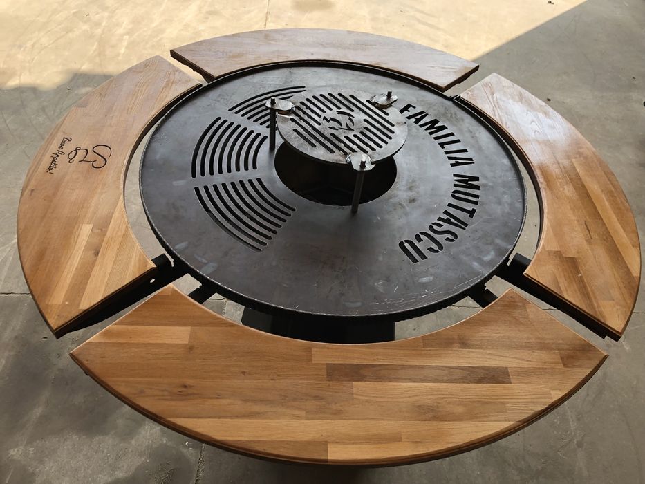 Gratar personalizat blat lemn stejar personalizat+cadou sort piele