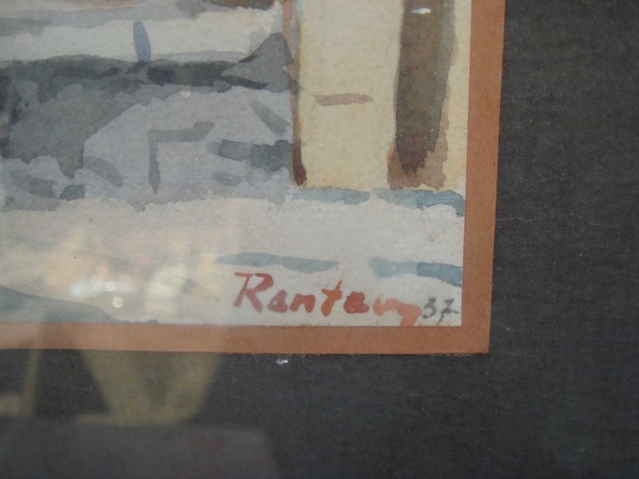 Peisaj Urban Semnat Datat Posibil Pictor Maghiar Rantzy? Acuarela Rama