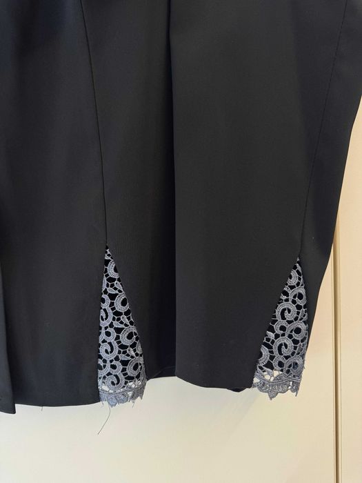 Costum dama negru elegant, office, dantela, marime 46-48