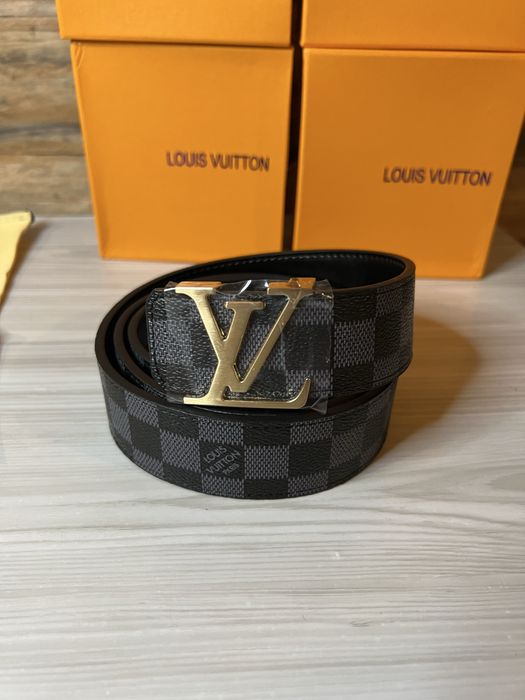 Curea Louis Vuitton Black Grid 115cm/Catarama Gold/Full Box