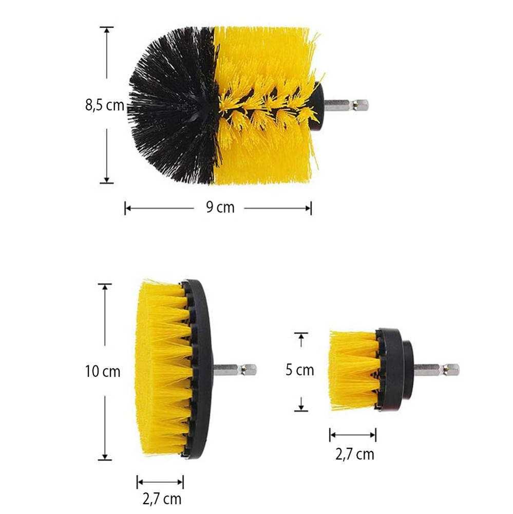 Set de 10 perii și tampoane de curățare pentru bormasina Detailing