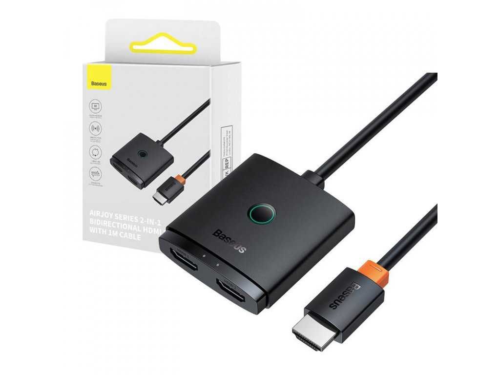 HDMI сплитер Baseus с кабелем 1м, HDMI двойник