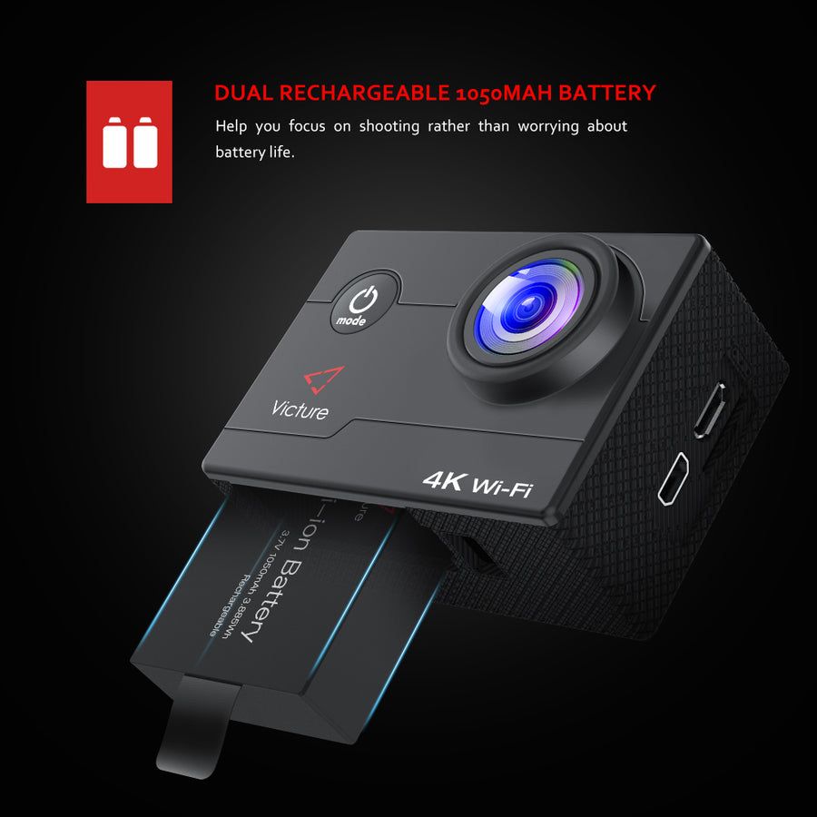 Victure Action Cam AC700 4K 20MP WiFi подводна камера 40м Ultra HD, 2’