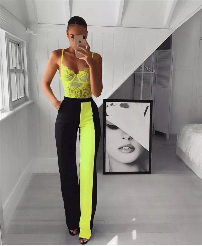 Body Top Maiou Dantela Verde Neon Cupe Sarma stil Zara Fashion Nova