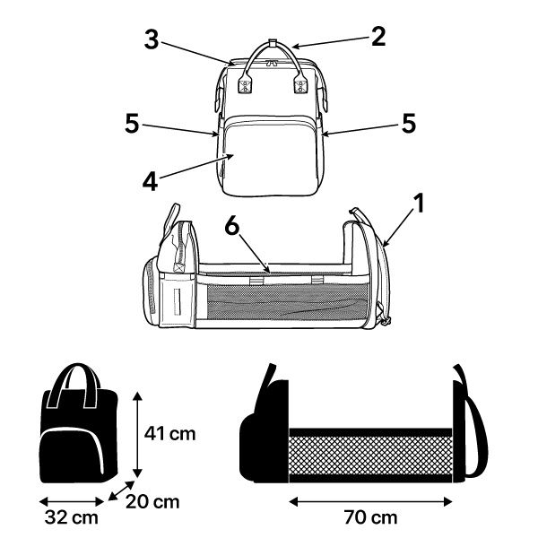 2 в 1 бебешка чанта, раница за бебешка количка, кошара, повивалник