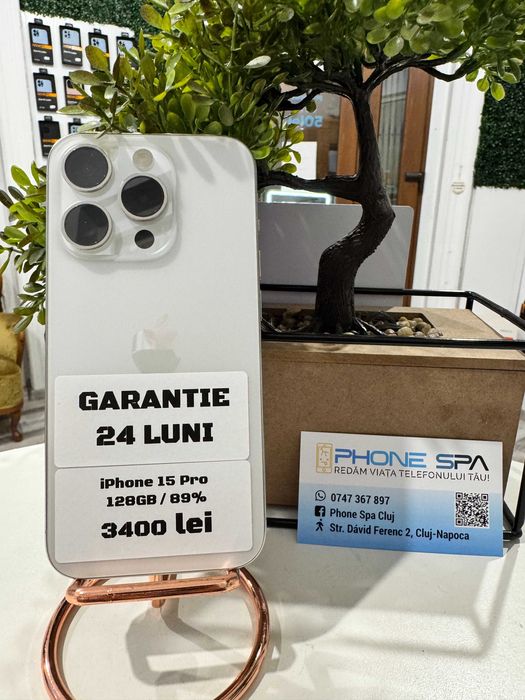 iPhone 15 Pro 128Gb 89%- Din magazin,cu garantie! RATE TBI !