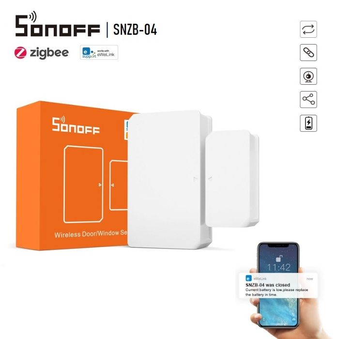 SONOFF SNZB-04 – ZigBee сензор за врати и прозорци -С включена Батерия