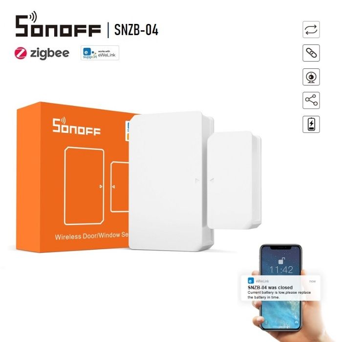 SONOFF SNZB-04 – ZigBee сензор за врати и прозорци -С включена Батерия