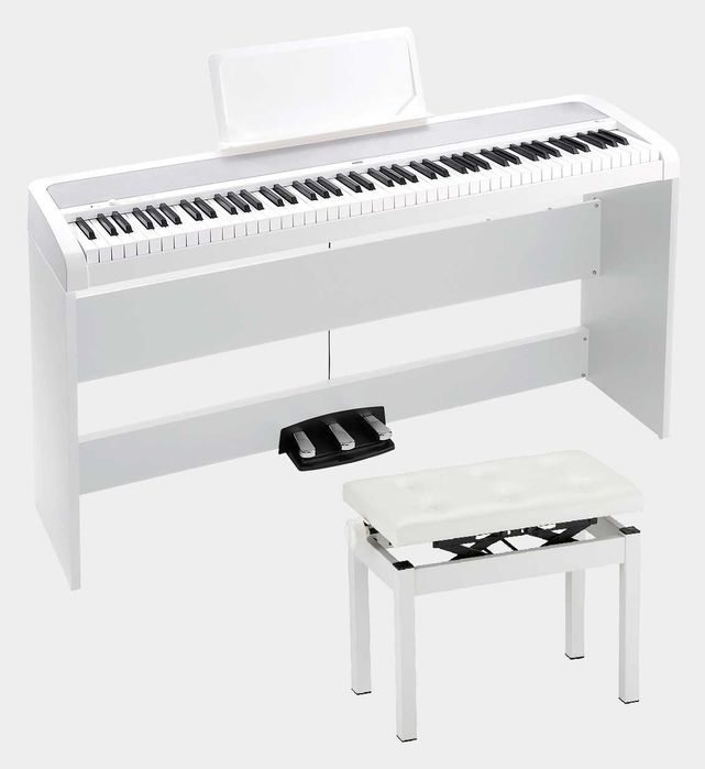 Pian Digital cu Stativ Korg B1SP-WH cu Scaun Korg PC-770-WH inclus