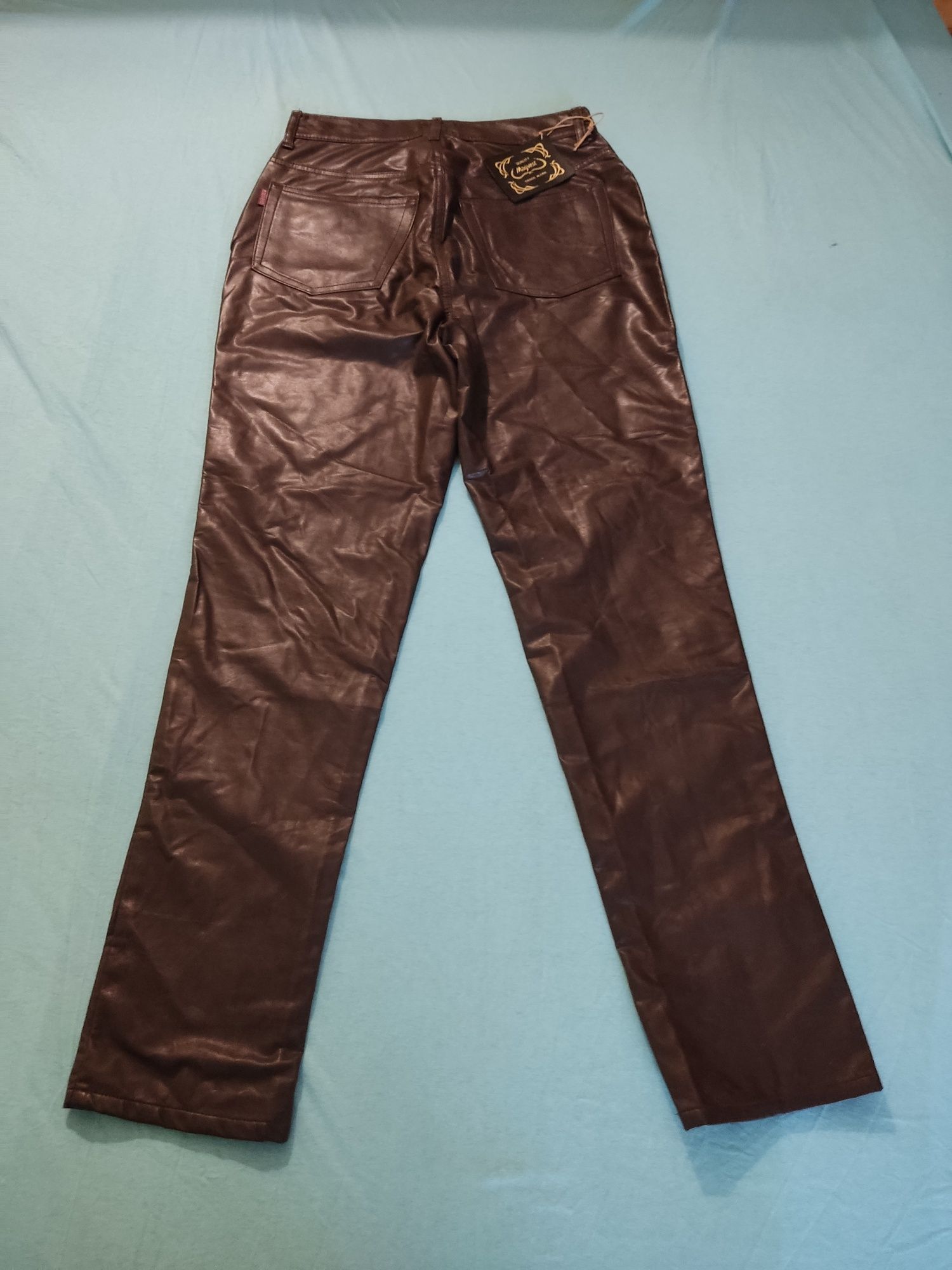 Pantalon piele dama maro brand Magvest marimea 40 Noi