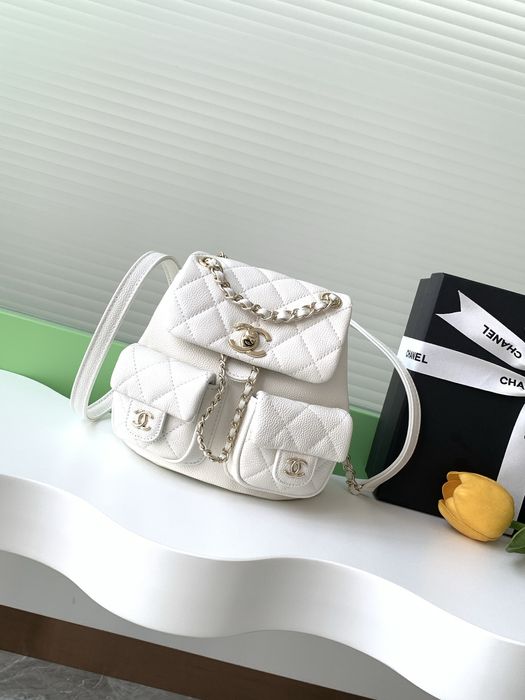 Rucsac Chanel 18x17cm, alb tip Premium