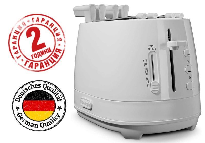 ПРОМО 2г Гаранция Нов Тостер DeLonghi CTLAP2203W Контрол на Изпичане