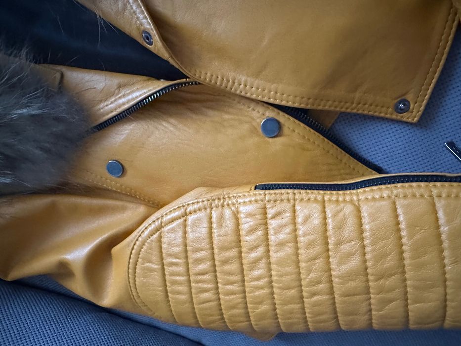 Geaca piele naturala cu guler detasabil, blana naturala, marime M