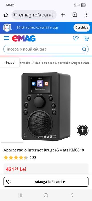 Vind radio cu internet kruger&mats,citește anunțul