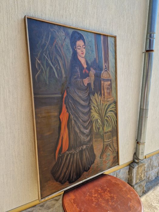 Уникална огромна антикварна майсторска авторска картина масло платно