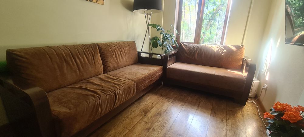 Продам комплект диванов (3х местный -195длина×83,