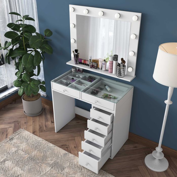 Тоалетка с Огледало и LED Осветление Puzzle-home 2788