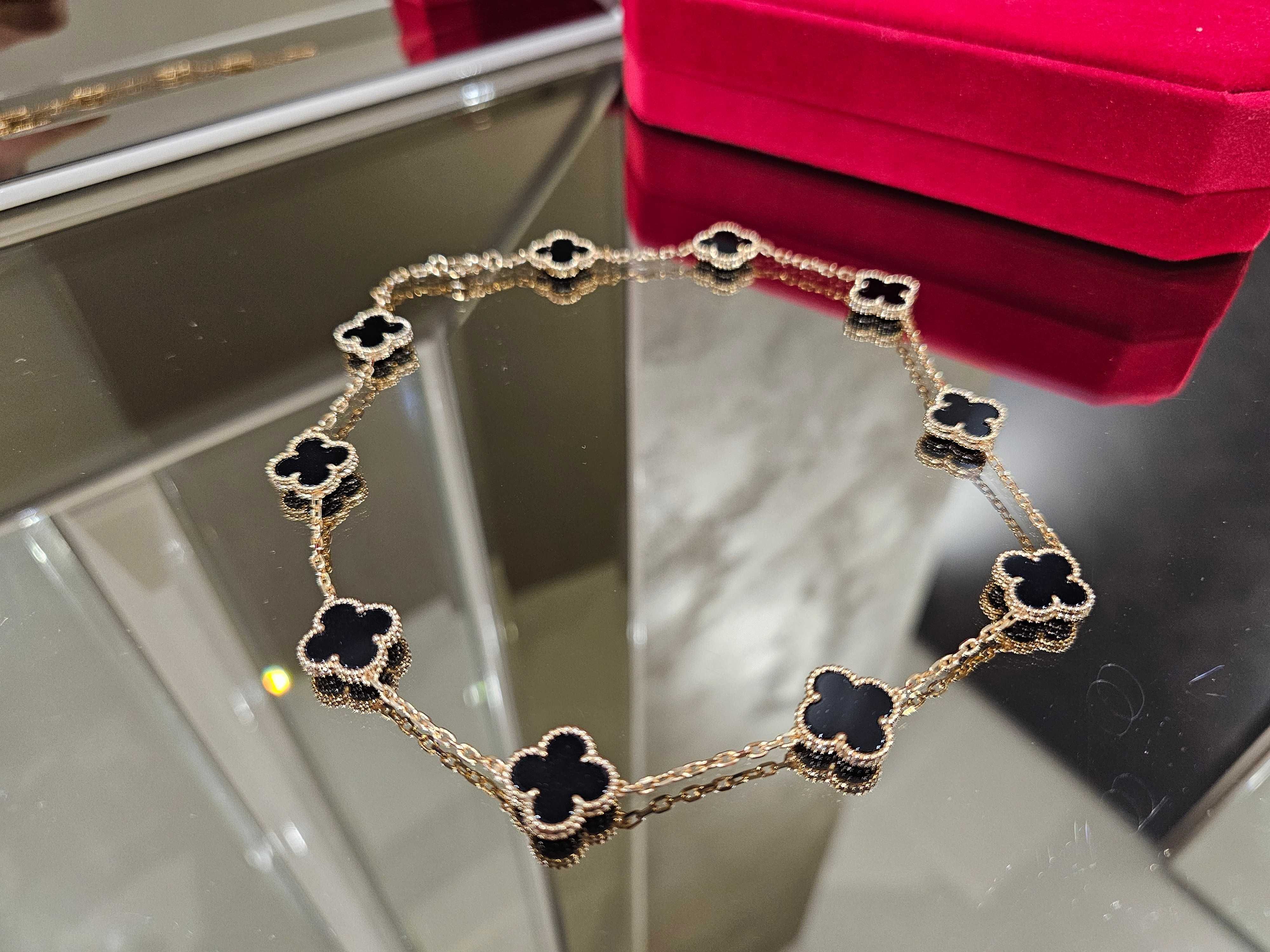 Van Cleef & Arpels VCA Rose Black Onyx 10 Motifs Alhambra Дамско Колие