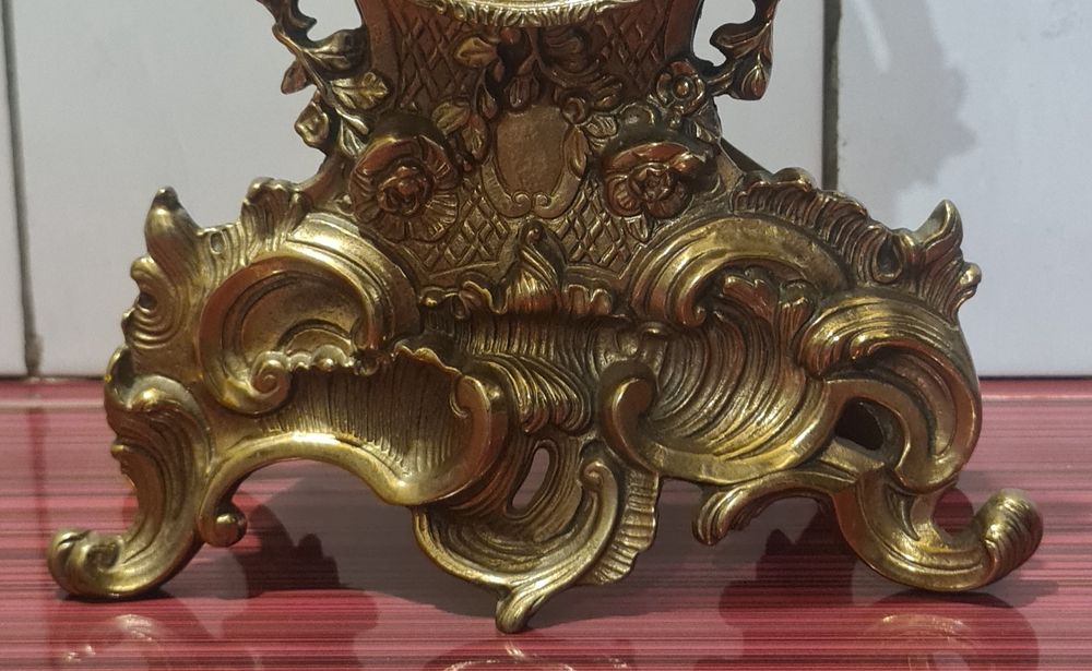 Италиански Бронзов Каминен Часовник Lancini