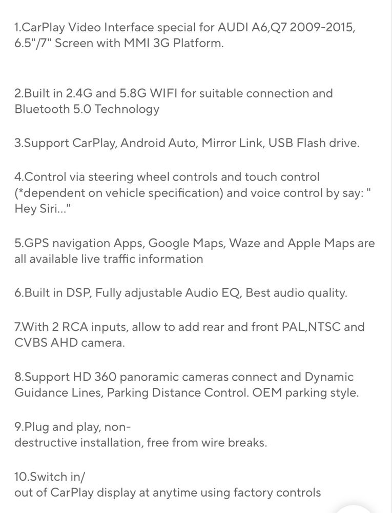 CarPlay за Audi A6 C6 (4F) с MMI 3G 2009-2015 (ставало и за Audi Q7)