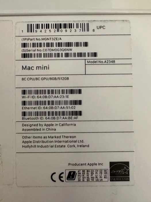 Mac Mini M1 - 512 Gb SSD