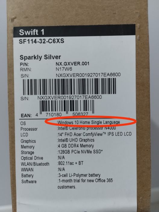 Ноутбук Acer swift ssd