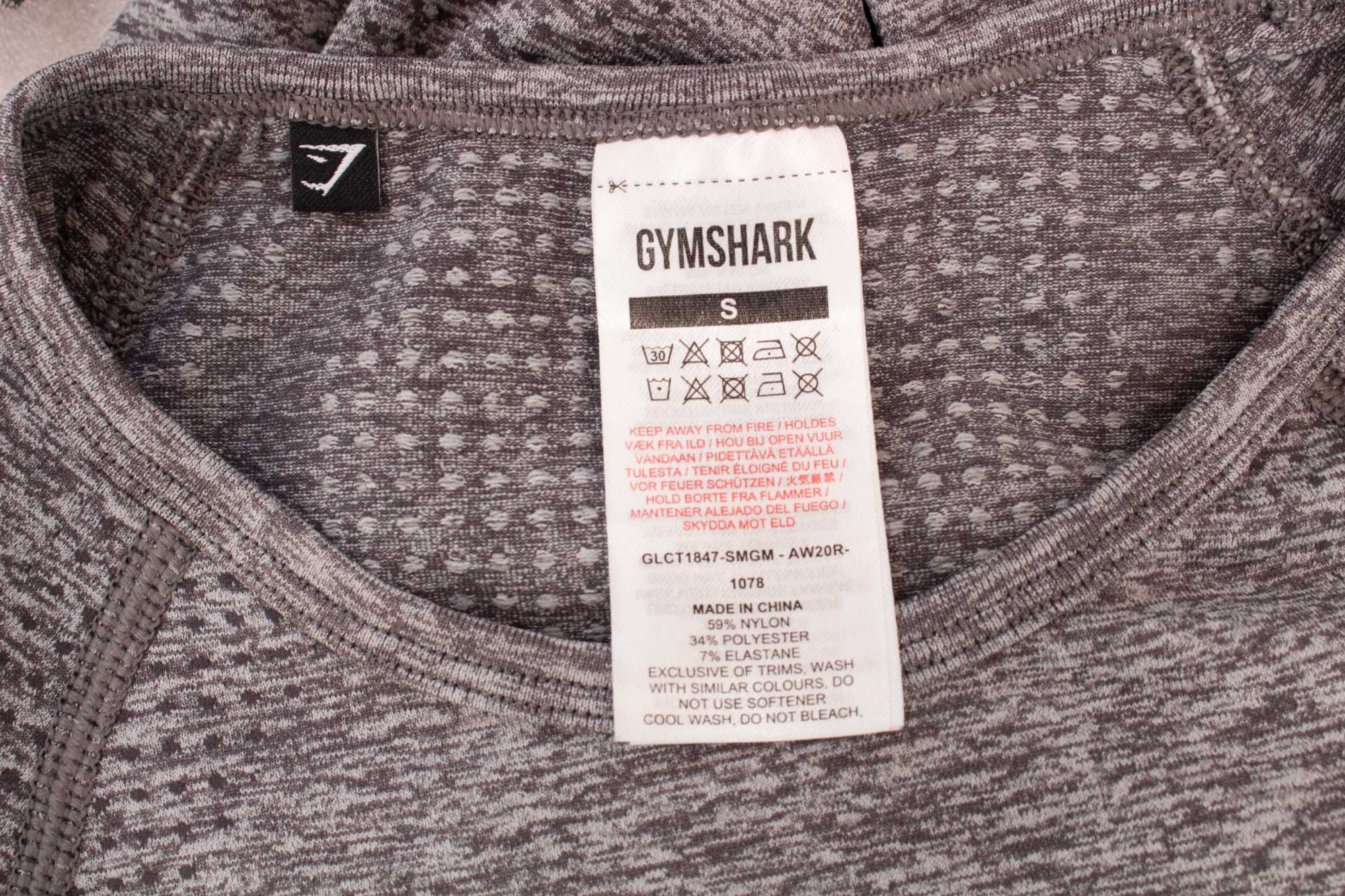 Gymshark дамски кроп топ къс сив дълъг ръкав за фитнес S