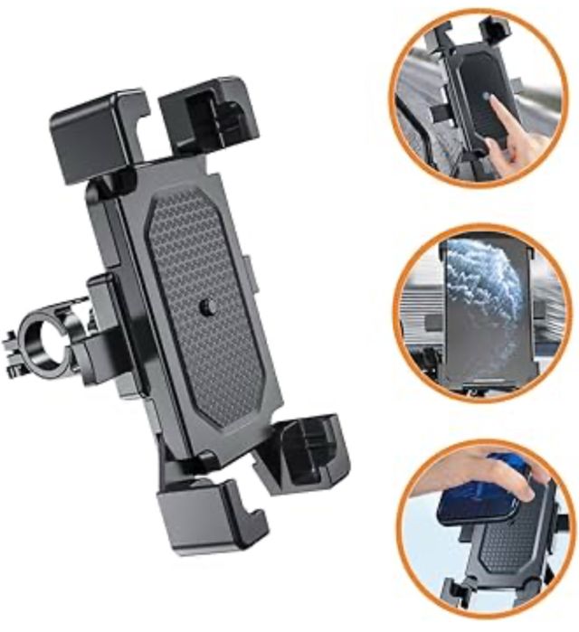 Suport Telefon Universal Bicicleta Reglabil Buton Instant Negru