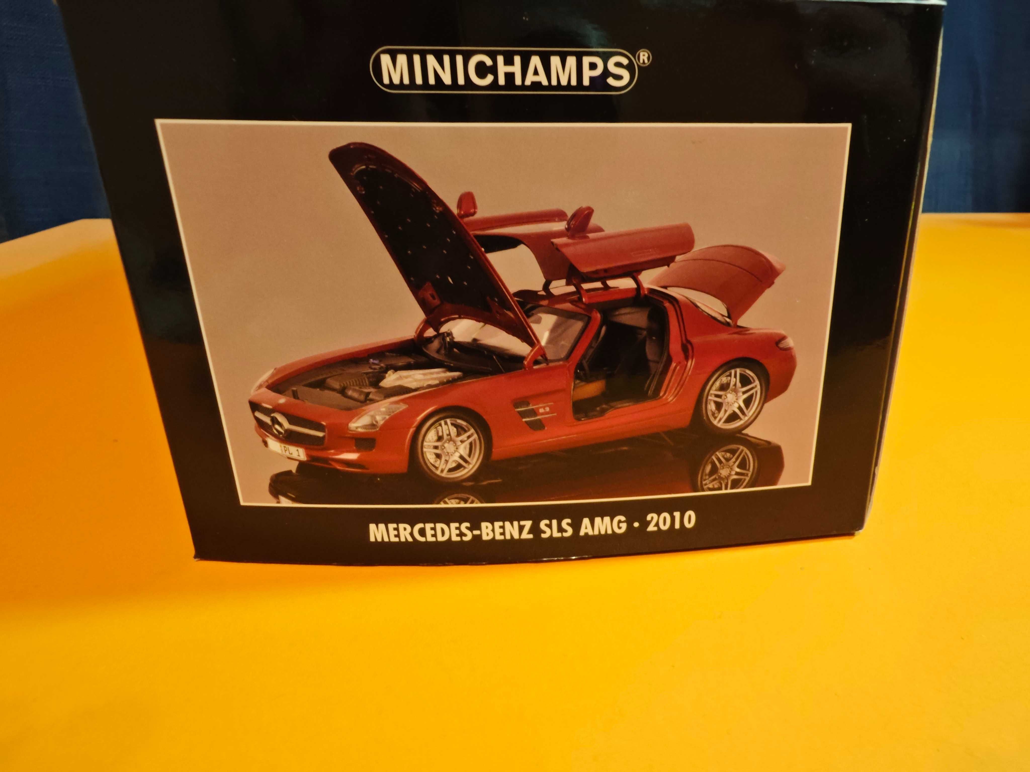 Mercedes-Benz SLS AMG ,цвят Le Mans Red 1/18 Minichamps