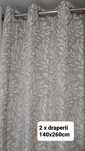 Set 2 x Draperii bej crem 140x260cm material fin mat cu accente lucios