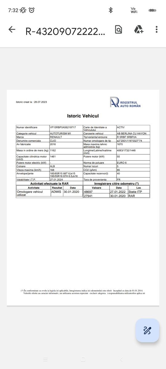 Renault Clio 4 Dci 07/2016 Fara VARIANTE