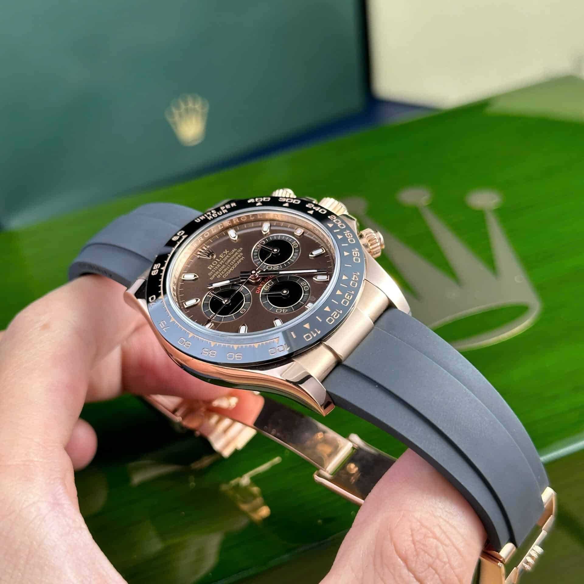rolex daytona розово злато / шоколадов циферблат