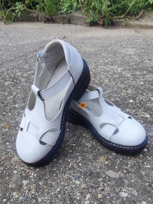 Pantofi damă comozi din piele albă, Angel Blue, mărimea 36