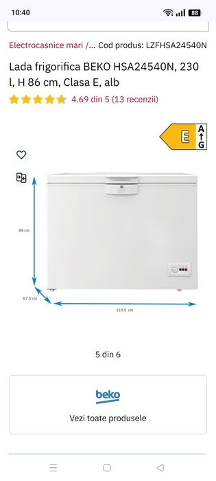 Lada frigorifica Beko