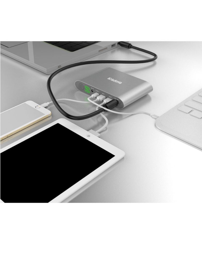 Krisdonia, laptop power bank, sigilat, multi port, transport inclus