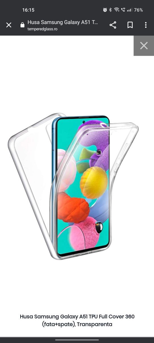 Husa SAMSUNG Galaxy A51 full cover 360 (fața+spate) transparentă