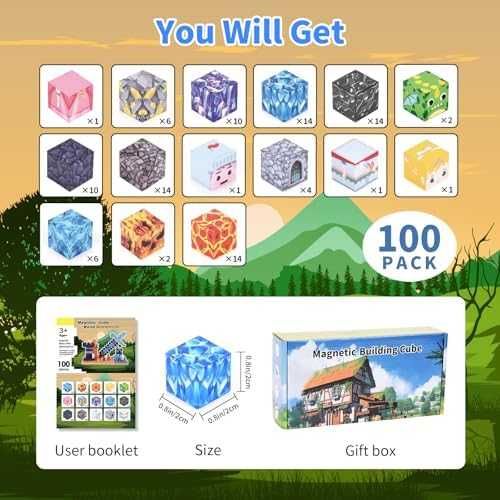 Нови Магнитни блокове 100 бр.оя– креативен строителен комплект за деца