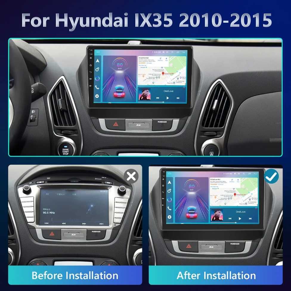 10" 2-DIN мултимедия за HYUNDAI iX35 Tucson с Android 12, 4/64GB