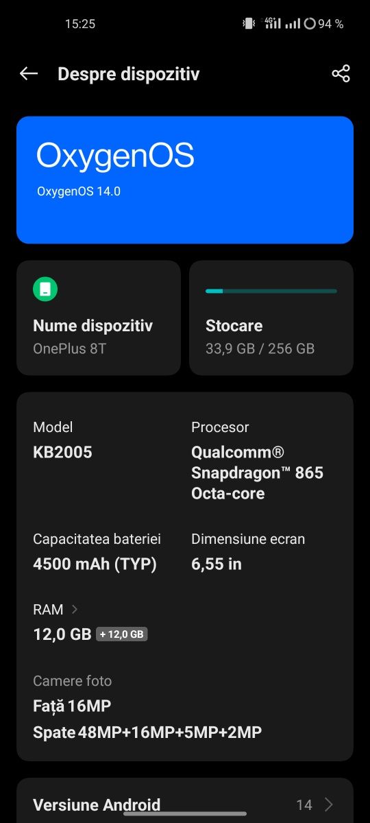 Oneplus 8t varianta de 12GB RAM