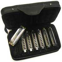 Set de 7 muzicute Hohner Bluesband,diatonice,ancii: 20 din alama,nou