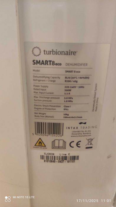 Aparat dezumidificator Turbionare Smart 8 eco